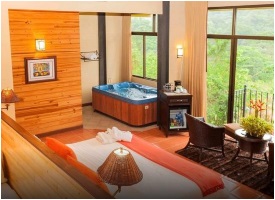 Las Habitaciones del Arenal Kioro cuentan con vista direct al volcán Arenal y jacuzzi